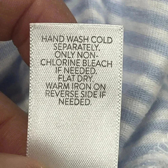 J. Jill Top Shirt Womens Size Large Blue Linen Blend Striped Beachy Nautical - Picture 9 of 9